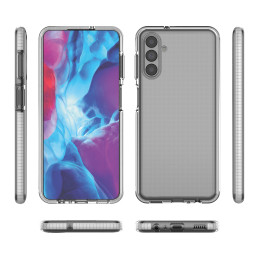 Spring Case padengtas gelio dėklas su spalvingu rėmeliu, skirtas Samsung Galaxy A13 5G juodas