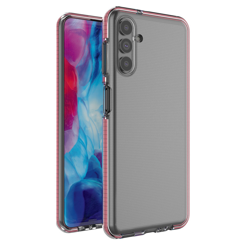 „Spring Case Cover“ gelio dėklas su spalvingu rėmeliu, skirtas „Samsung Galaxy A13 5G“ šviesiai rausvai