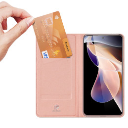 Dux Ducis Skin Pro dėklo dėklo dangtelis su atvartu, skirtas Poco M4 Pro 5G rožinei