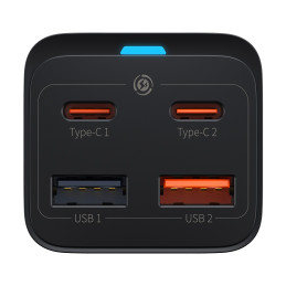 Baseus GaN3 Pro greitas GaN įkroviklis 2 x USB Type C / 2 x USB 65W PD, QC4.0+, AFC, PPS + USB Type C - USB Type C laida...
