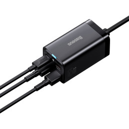 Baseus GaN3 Pro greitas GaN įkroviklis 2 x USB Type C / 2 x USB 65W PD, QC4.0+, AFC, PPS + USB Type C - USB Type C laida...