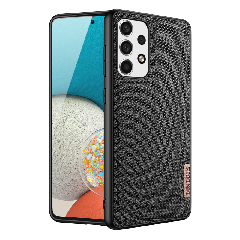 Dux Ducis Fino dėklo dangtelis, padengtas nailono medžiaga, skirtas Samsung Galaxy A73 juodas