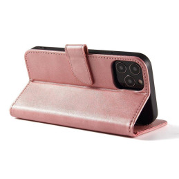 Magnet Case elegantiškas dėklas su atvartu ir stovo funkcija, skirta Samsung Galaxy A03s (166.5) rožinės spalvos