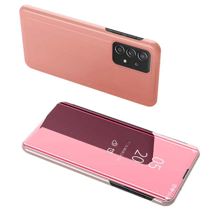 Clear View Case atverčiamas dėklas, skirtas Samsung Galaxy A73, rožinis