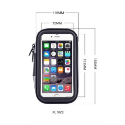 Dviračio vandeniui atsparus motociklo laikiklis, XL vairas telefono krepšys (maks. telefono dydis: 165 mm x 80 mm) juoda...