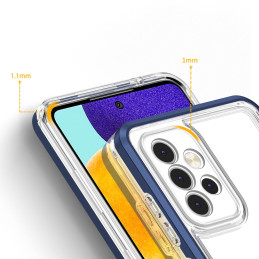 Skaidrus 3in1 dėklas, skirtas Samsung Galaxy A33 5G gelio dangtelis su mėlynu rėmeliu