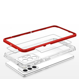Skaidrus 3in1 dėklas Samsung Galaxy A33 5G gelio dangtelis su raudonu rėmeliu