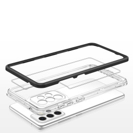 Skaidrus 3in1 dėklas, skirtas Samsung Galaxy A73, gelinis dangtelis su rėmeliu, juodas