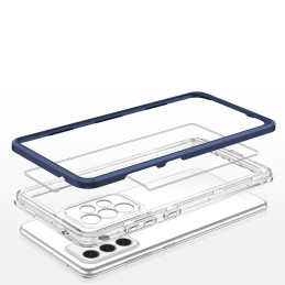 Skaidrus 3in1 dėklas, skirtas Samsung Galaxy A73, gelinis dangtelis su rėmeliu, mėlynas
