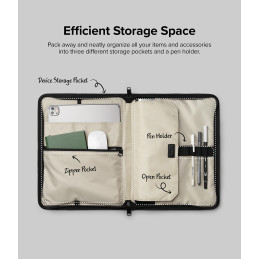Ringke Smart Zip Pouch nešiojamam kompiuteriui iki 13" su stovu - smėlio spalvos