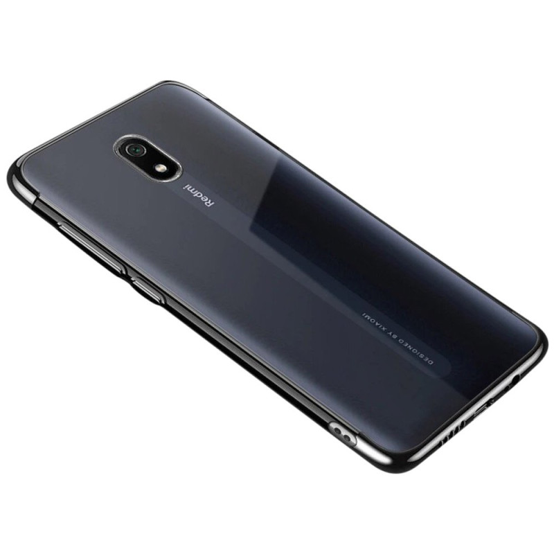 Clear Color dėklas, gelinis dangtelis, dėklas su metaliniu rėmeliu, skirtas Xiaomi Redmi 8A, juodas