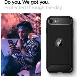 Spigen Rugged Armor dėklas iPhone SE 2020 / 2022 - juodas