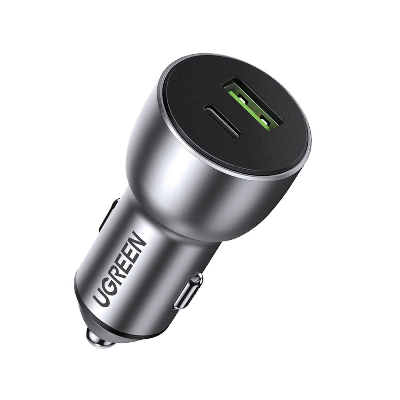 Ugreen automobilinis įkroviklis USB / USB Type C Quick Charge 3.0 Power Delivery 36 W 3 A pilka (CD213 60980)