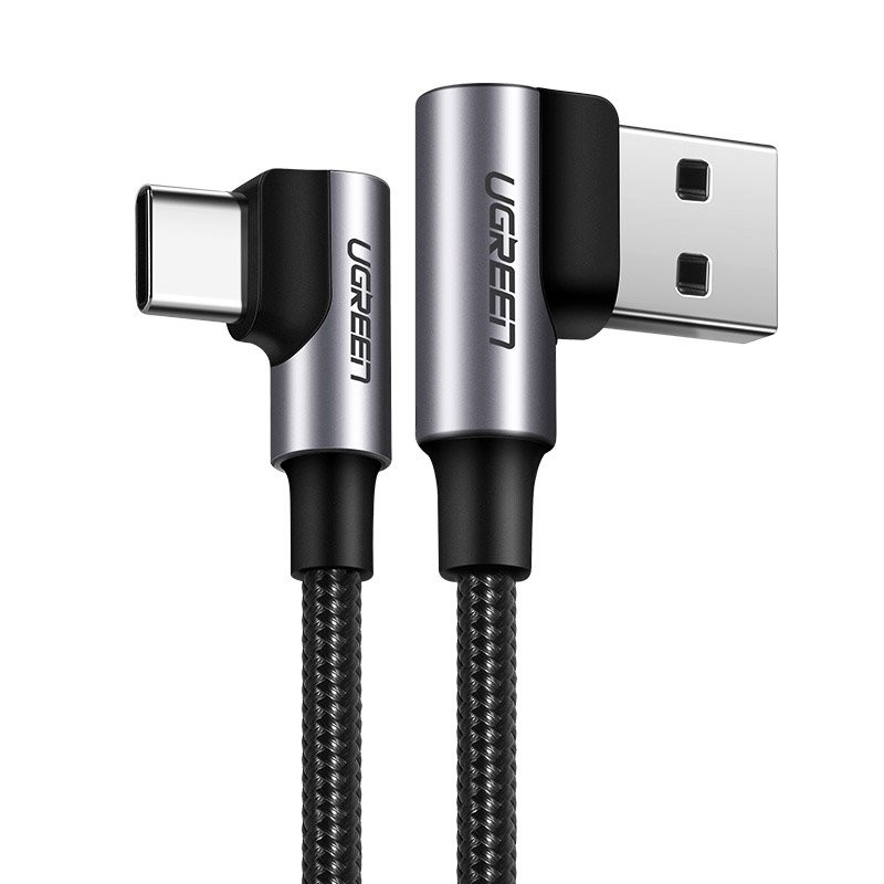 Ugreen kampinis kabelis USB – USB Type C Quick Charge 3.0 QC3.0 3 A 0,5 m pilkas (US176 20855)