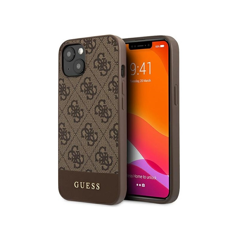 Guess 4G Stripe Collection dėklas iPhone 13 mini - rudas