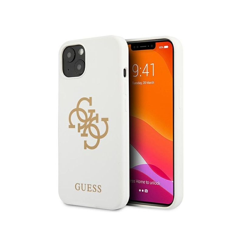 Guess Silicone 4G Logo dėklas iPhone 13 mini - baltas