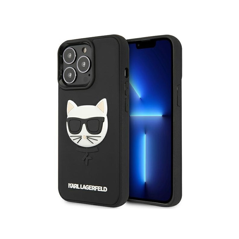 Karl Lagerfeld 3D Rubber Choupette dėklas iPhone 13 Pro Max - juodas