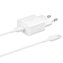 Samsung EP-T1510XWEGEU USB-C 15W PD AFC sieninis įkroviklis + USB-C laidas - baltas