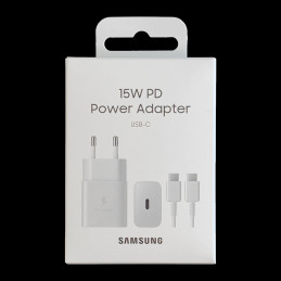 Samsung EP-T1510XWEGEU USB-C 15W PD AFC sieninis įkroviklis + USB-C laidas - baltas