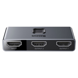 „Baseus“ dvikryptis jungiklio skirstytuvo perjungiklis HDMI – 2x HDMI 4K / 30 Hz pilka (CAHUB-BC0G)