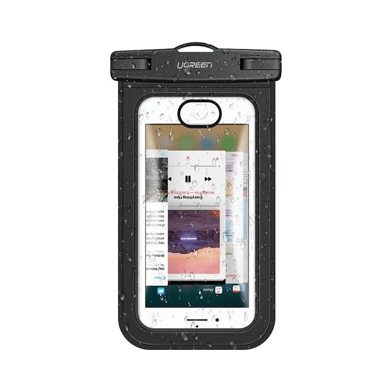 Ugreen LP186 50919 vandeniui atsparus IPX8 dėklas, skirtas 4–6,5 colių išmaniajam telefonui – juodas