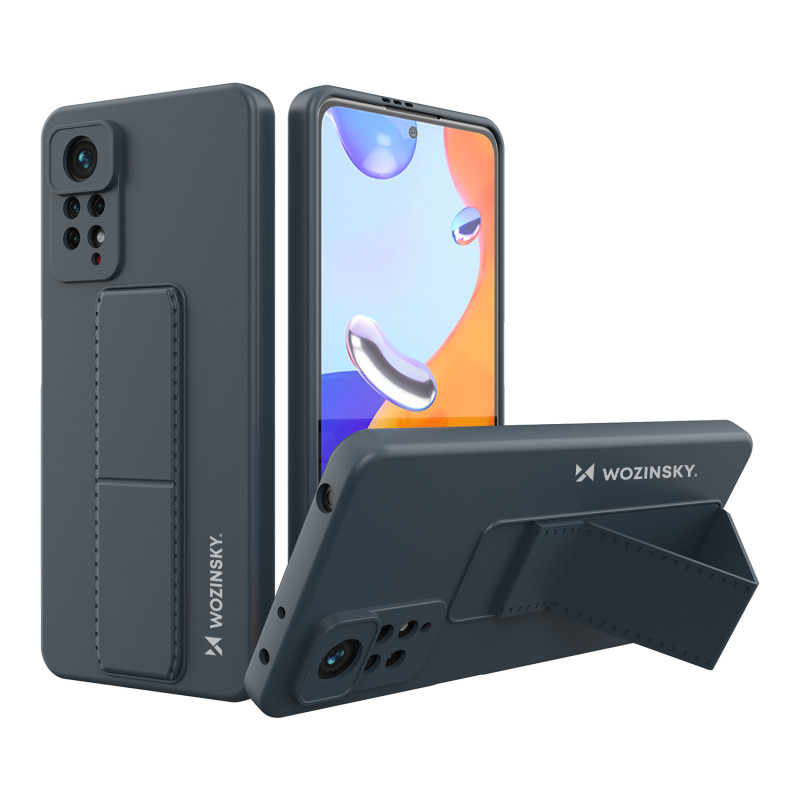 Wozinsky Kickstand Case silikoninis dėklas su stovu, skirtas Xiaomi Redmi Note 11 Pro tamsiai mėlynas