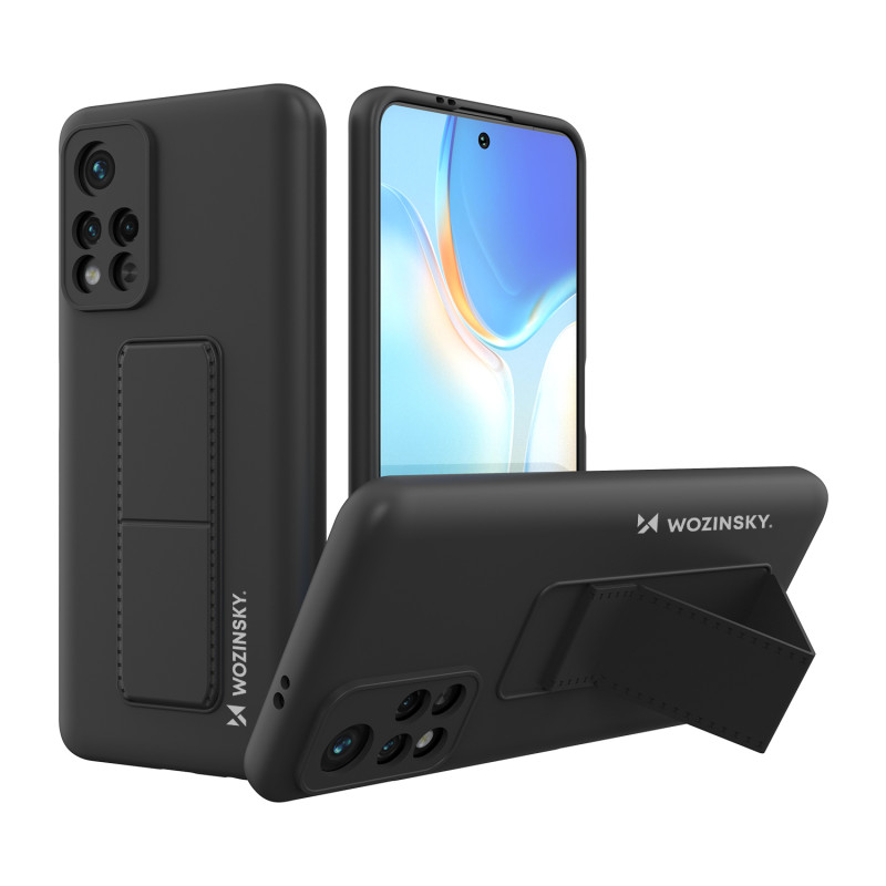 Wozinsky Kickstand Case silikoninis dėklas su stovu Xiaomi Redmi 10 juodas
