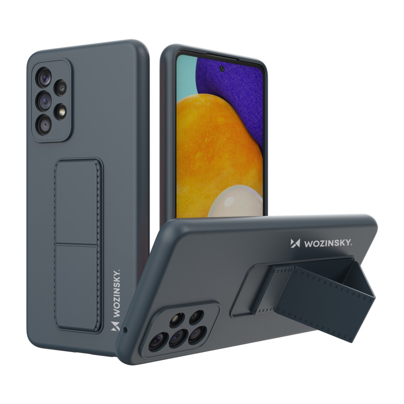 Wozinsky Kickstand Case silikoninis dėklas su stovu Samsung Galaxy A73 tamsiai mėlynai