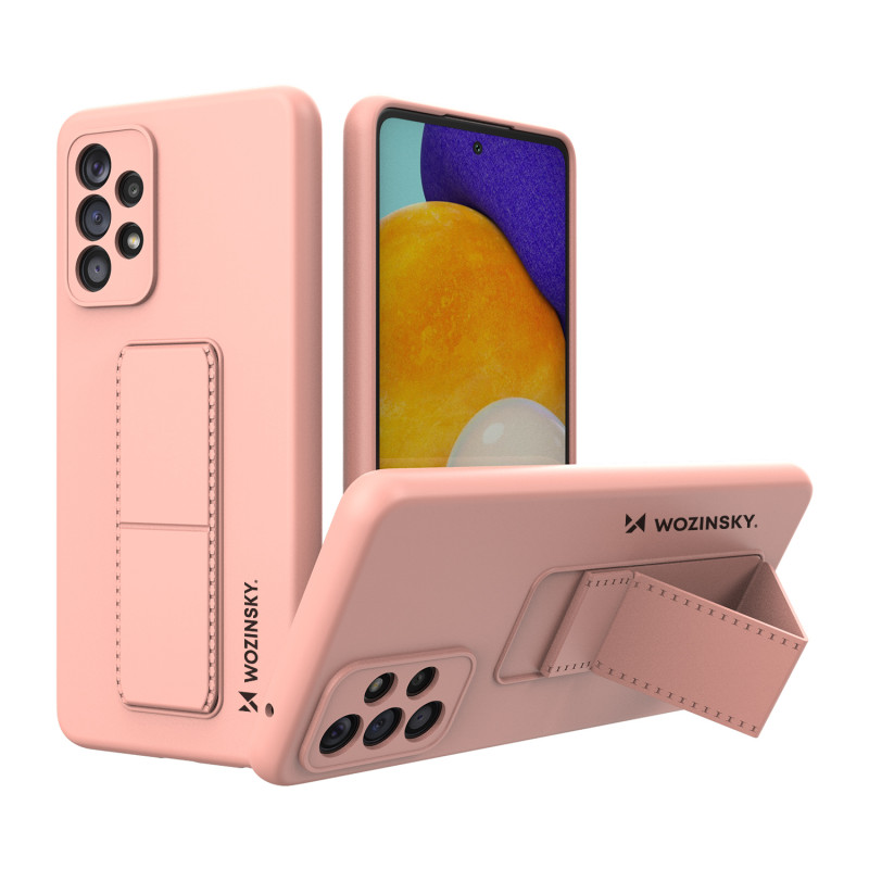 Wozinsky Kickstand Case silikoninis dėklas su stovu Samsung Galaxy A73 rožinės spalvos