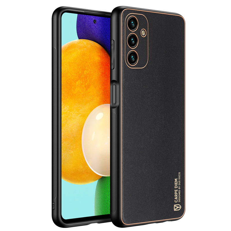 Dux Ducis Yolo elegantiškas dėklas su ekologiškos odos dangteliu, skirtas Samsung Galaxy A13 5G juodas