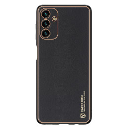 Dux Ducis Yolo elegantiškas dėklas su ekologiškos odos dangteliu, skirtas Samsung Galaxy A13 5G juodas