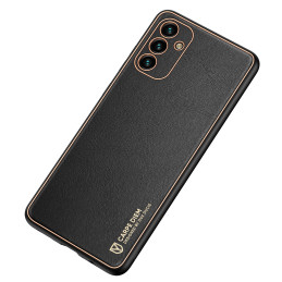 Dux Ducis Yolo elegantiškas dėklas su ekologiškos odos dangteliu, skirtas Samsung Galaxy A13 5G juodas