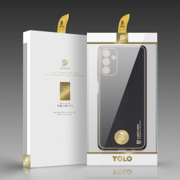 Dux Ducis Yolo elegantiškas dėklas su ekologiškos odos dangteliu, skirtas Samsung Galaxy A13 5G juodas