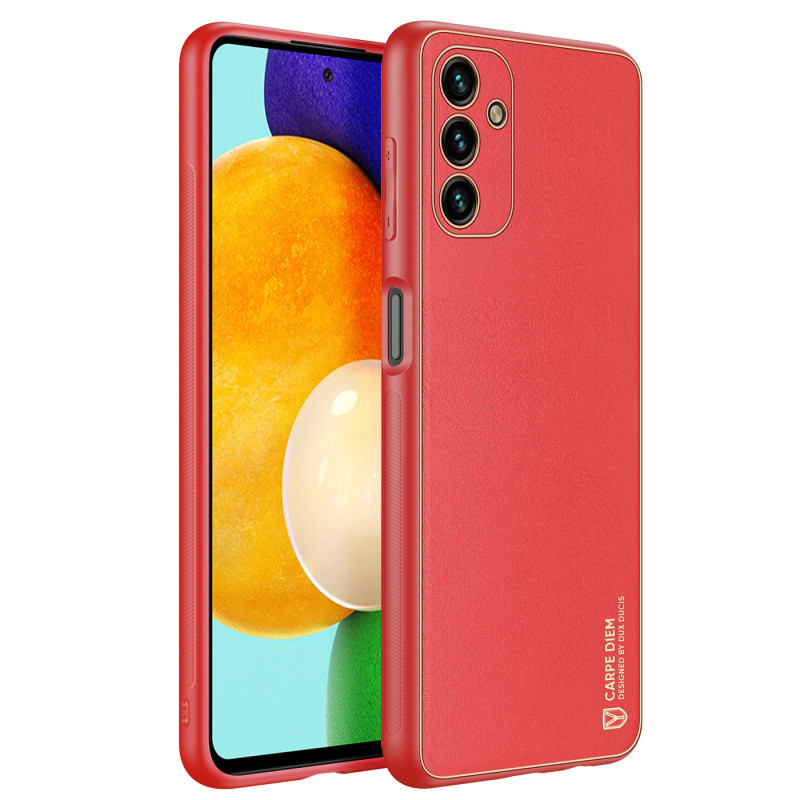 Dux Ducis Yolo elegantiškas dėklo dangtelis pagamintas iš ekologiškos odos, skirtas Samsung Galaxy A13 5G raudonai