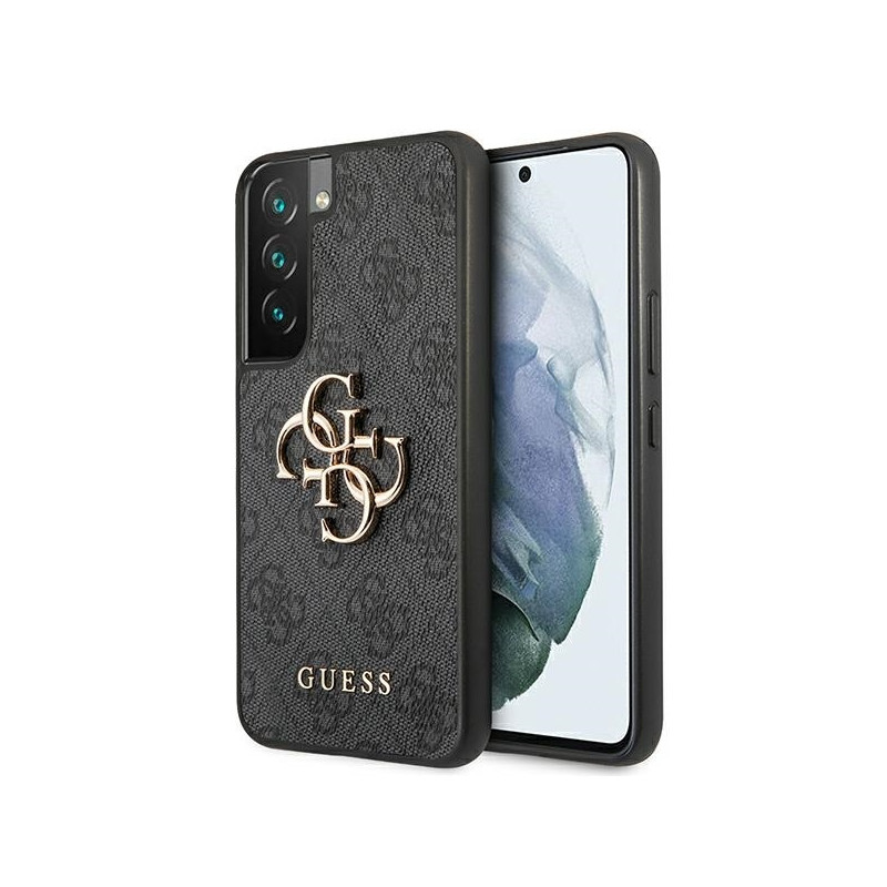 Guess 4G Big Metal Logo dėklas, skirtas Samsung Galaxy S22 - pilkas