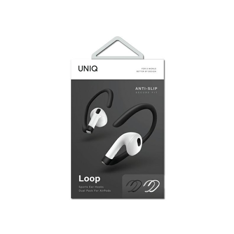 UNIQ Loop sportiniai ausų kabliukai, skirti AirPods – balti ir juodi