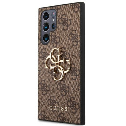 Guess 4G Big Metal Logo dėklas, skirtas Samsung Galaxy S22 Ultra - rudas