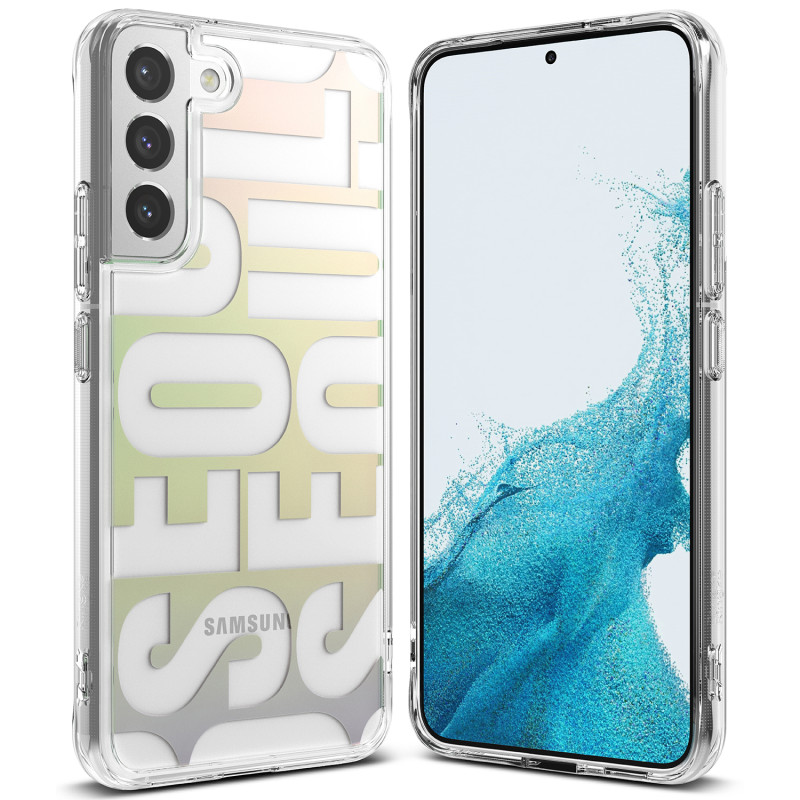 „Ringke Fusion Design“ šarvuoto dėklo dangtelis su gelio rėmeliu, skirtas „Samsung Galaxy S22+ (S22 Plus)“ skaidrus (Seu...