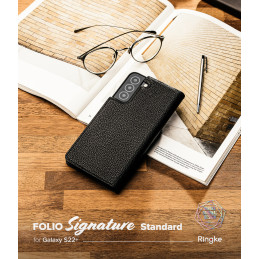 „Ringke Folio Signature“ odinis atverčiamas dėklas, skirtas Samsung Galaxy S22+ (S22 Plus) juodas (FSS118R262)