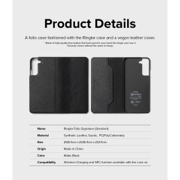 „Ringke Folio Signature“ odinis atverčiamas dėklas, skirtas Samsung Galaxy S22+ (S22 Plus) juodas (FSS118R262)