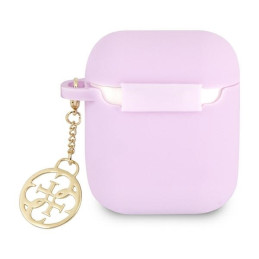 Guess Silicone Charm 4G Collection dėklas, skirtas AirPods 1/ 2 – violetinis