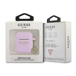 Guess Silicone Charm 4G Collection dėklas, skirtas AirPods 1/ 2 – violetinis