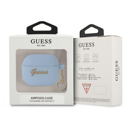 Guess Silicone Charm Heart Collection dėklas, skirtas AirPods 3 – mėlynas