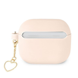 Guess Silicone Charm Heart Collection dėklas, skirtas AirPods 3 – rožinis