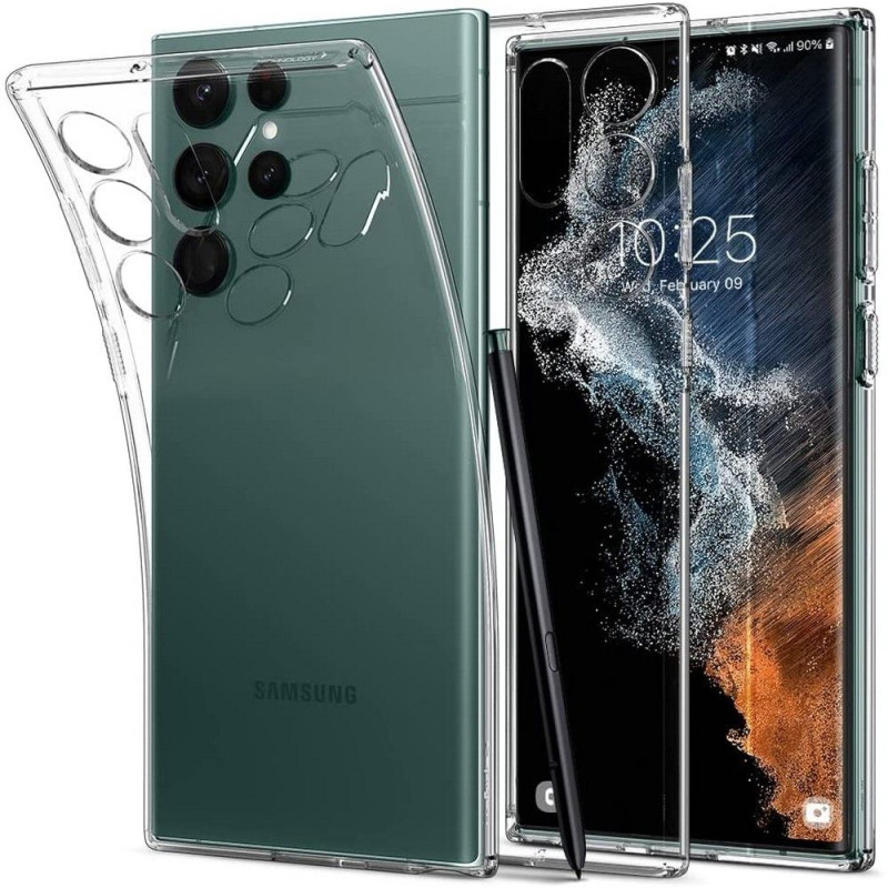 Spigen Skystųjų kristalų dėklas, skirtas Samsung Galaxy S22 Ultra - skaidrus