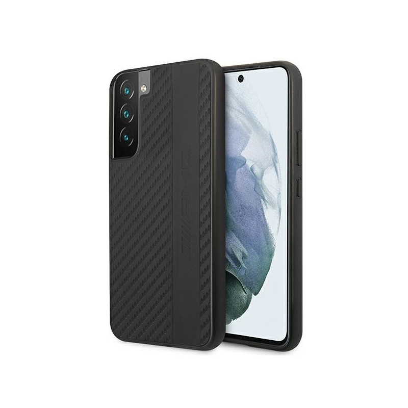 AMG Carbon Stripe&Embossed dėklas, skirtas Samsung Galaxy S22+ - juodas