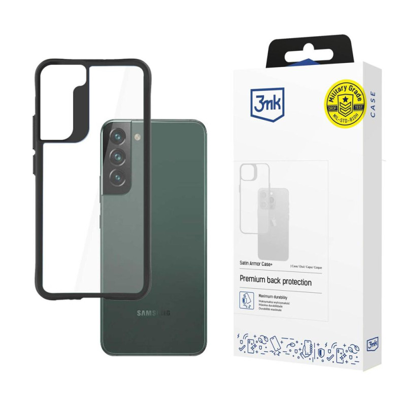 3mk Satin Armor Case+ dėklas, skirtas Samsung Galaxy S22+ 5G - skaidrus