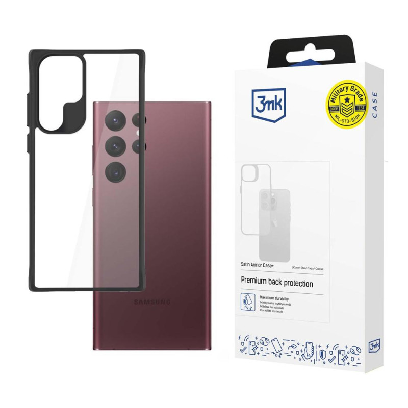 3mk Satin Armor Case+ dėklas, skirtas Samsung Galaxy S22 Ultra 5G - skaidrus
