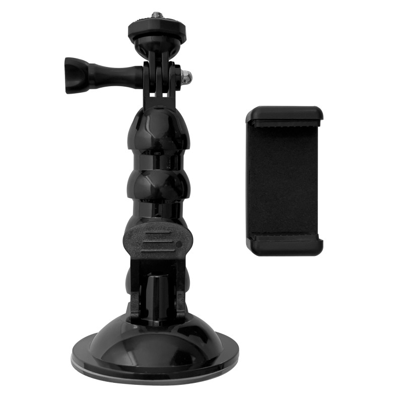 GoPro laikiklis su siurbtuku GoPro, DJI, Insta360, SJCam, Eken sporto kameroms + išmaniojo telefono adapteris (GoPro aut...