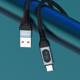 Dudao L7Max USB - USB tipo C laidas greitas įkrovimas PD 66W 1m su ekranu - juodas